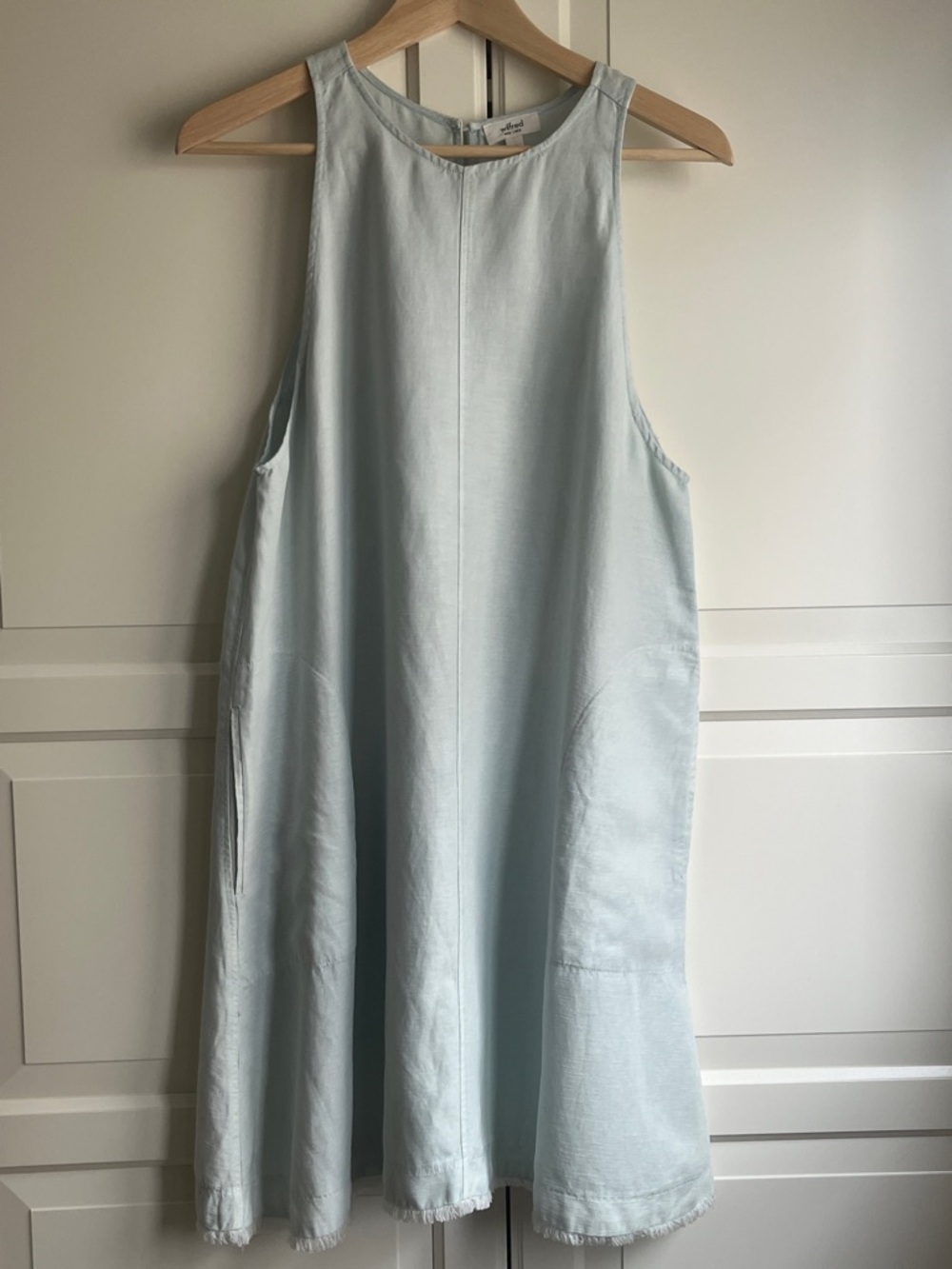 NWOT ‘Wilfred with linen’  pale turquoise dress with pockets. Size US M